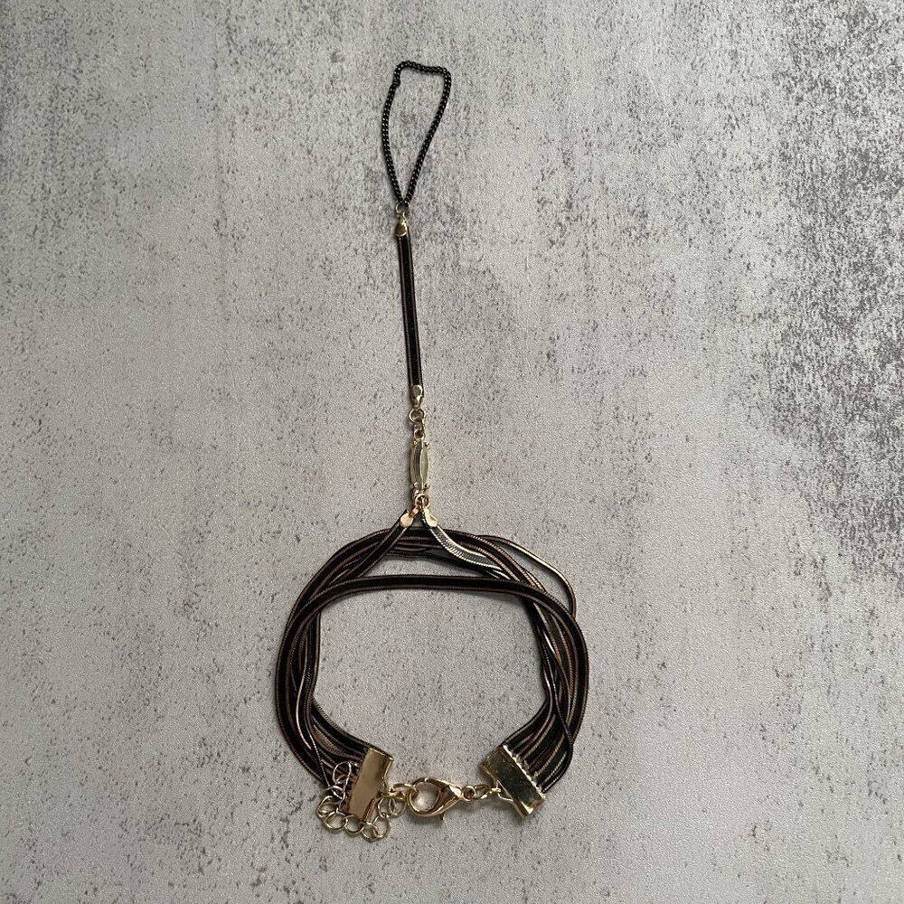 NIB Free People Hand Chain Bronze Gold Multi-Strand Finger to Wrist Boho RARE - Picture 2 of 10
